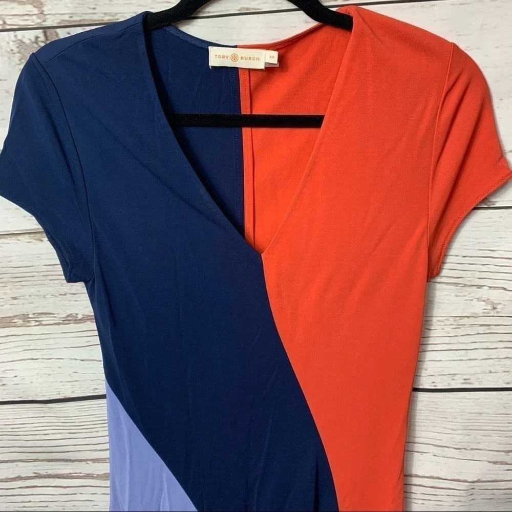 Tory Burch Walden Asymmetrical Color Block Dress